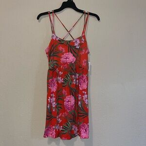 NWT Old Navy Red/Orange Floral Soaghetti Strap Dress M